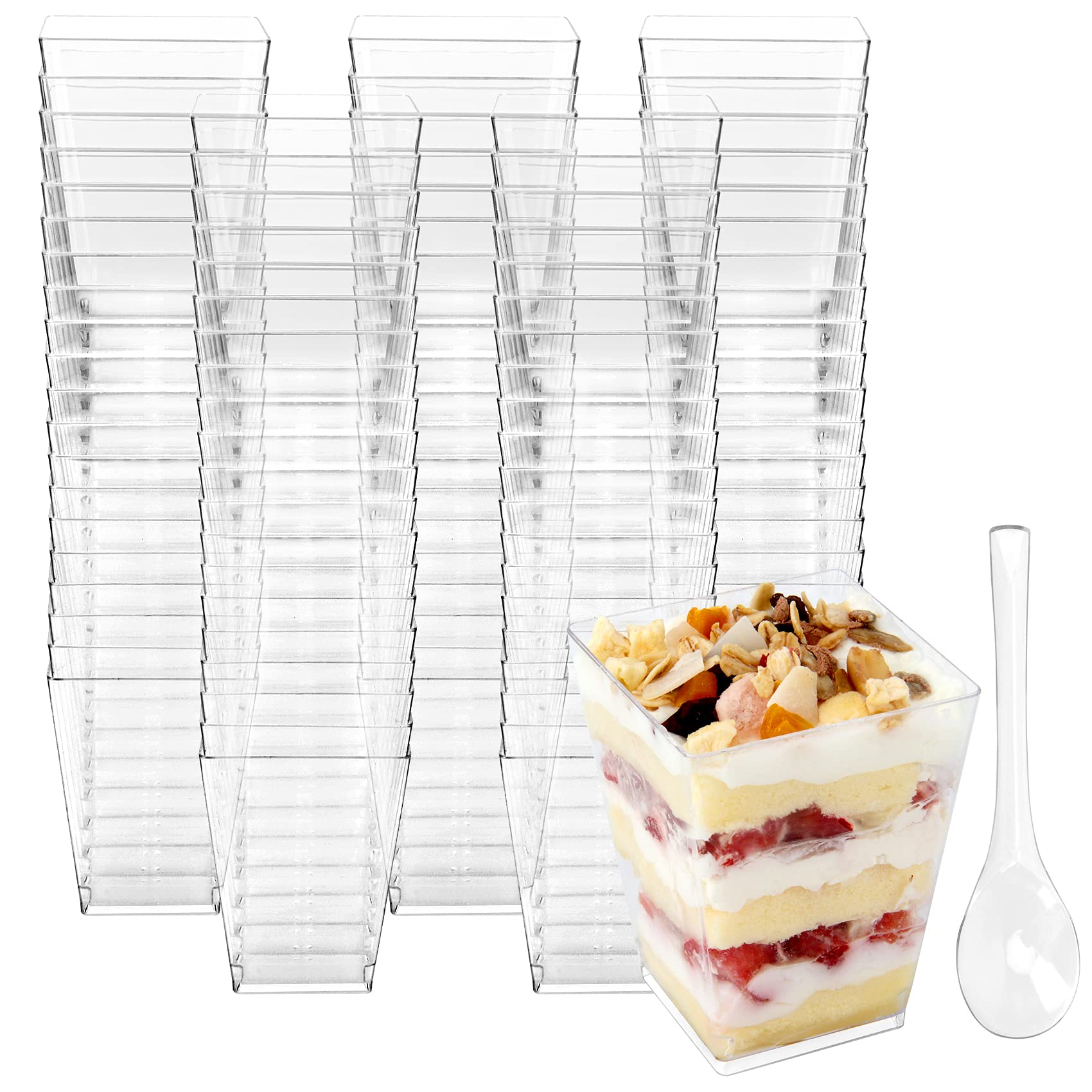 Colovis Dessert Cups, 100 Count 5oz Clear Plastic Parfait Appetizer