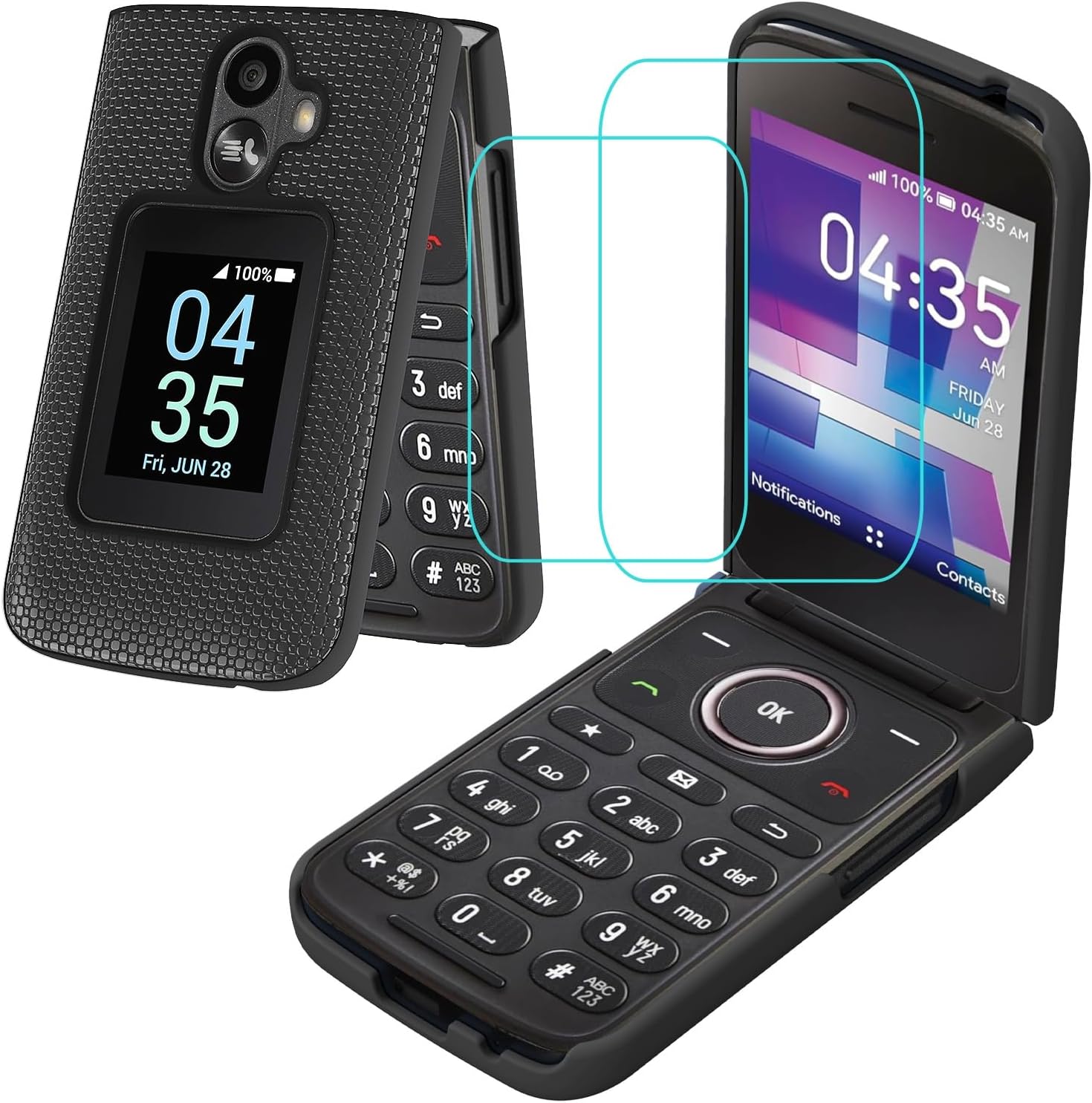 Case with 2* Screen Protector for TCL Flip PLUS 4058L/TCL Flip 4058E(CA)/TCL Flip 2 T408D/TCL Go Flip 2 4058G /Alcatel Go Flip 4/ TCL Flip/TCL Flip Pro/TCL Flip Go/TCL Classic/TCL Flip 2 Black