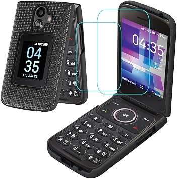 Case for TCL Flip 3 with 2*Screen Protector Full Body Protection | TCL Flip 3 TCL T435 2024 Phone Case Front Back Frosted PC Dual Layer Shockproof All Around Military Grade Design Black