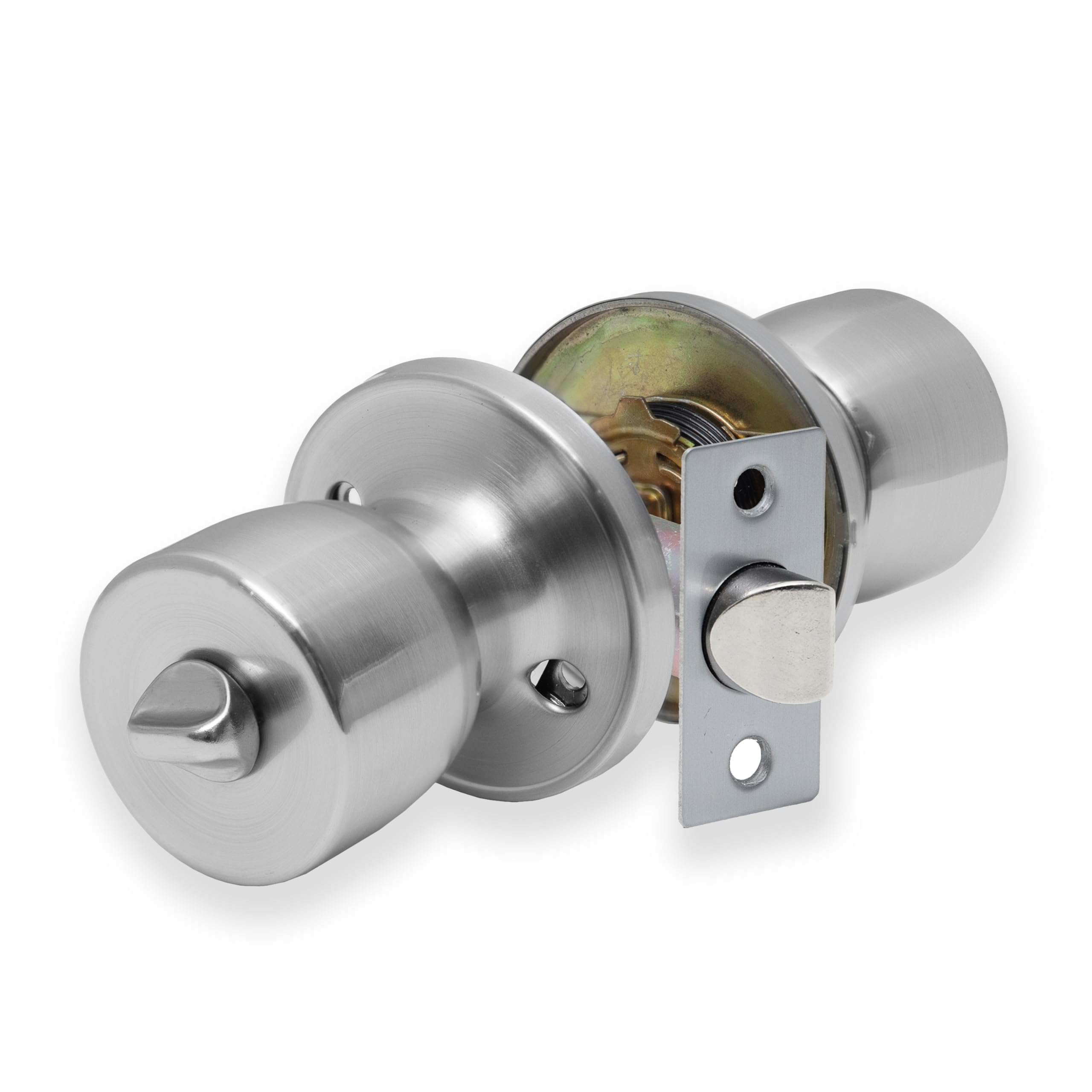 XFORT Tulip Privacy Knob – Poignée à Condamnation pour Portes Intérieures en Bois – Bouton Poignée de Porte pour Salle de bain, WC et Toilettes – Finition Chrome Satiné – Kit Complet