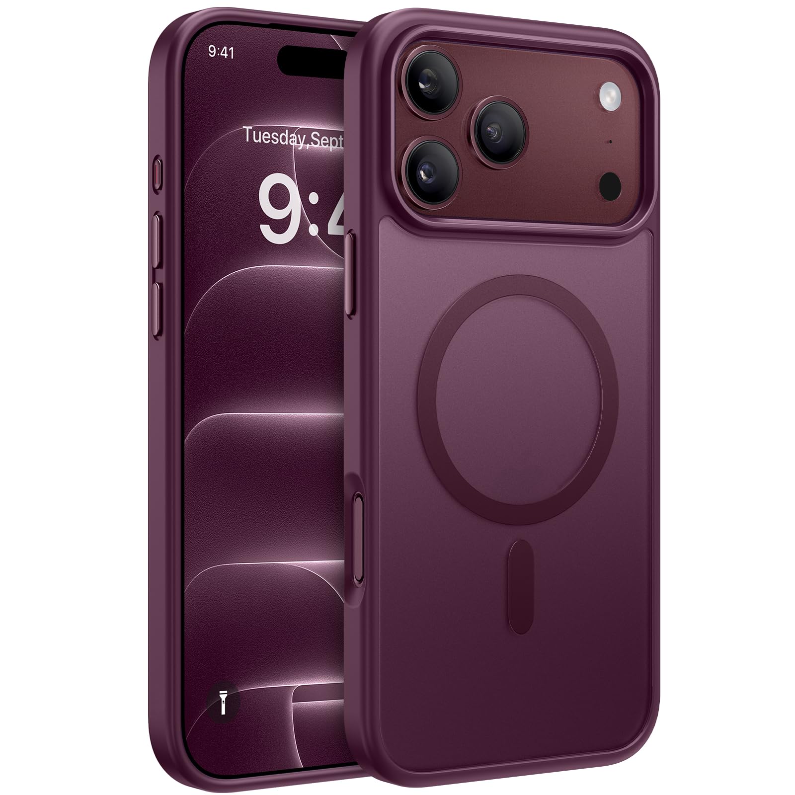 Miracase Magnetic for iPhone 18 Pro Max Case, Burgundy | Translucent Matte, Compatible with MagSafe, N56 Stronger Magnets, Military Grade Drop Proof, Rugged Shockproof Protective