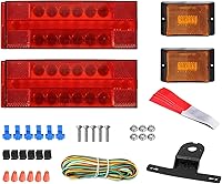 Vista 2 de Partsam Kit de luces LED sumergibles para remolque de camión con marcadores laterales, cable de remolque de 7 vías con caja de conexiones de 7