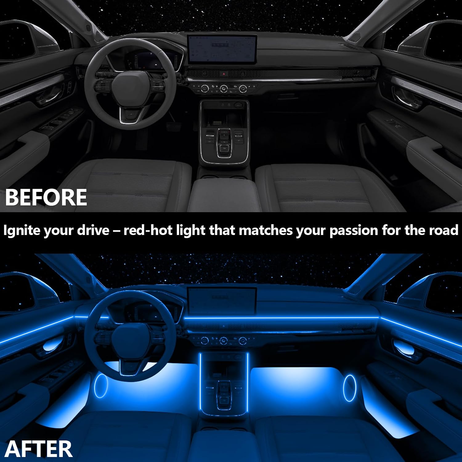 Acrylic Interior Car LED Lights Wireless APP 6 in 1,for Ram 1500 Rebel 2019,2020,2021,2022,2023,2024 Ambient Lighting Kits Fiber OpticStrip LEDs, 16 Million Colors Music
