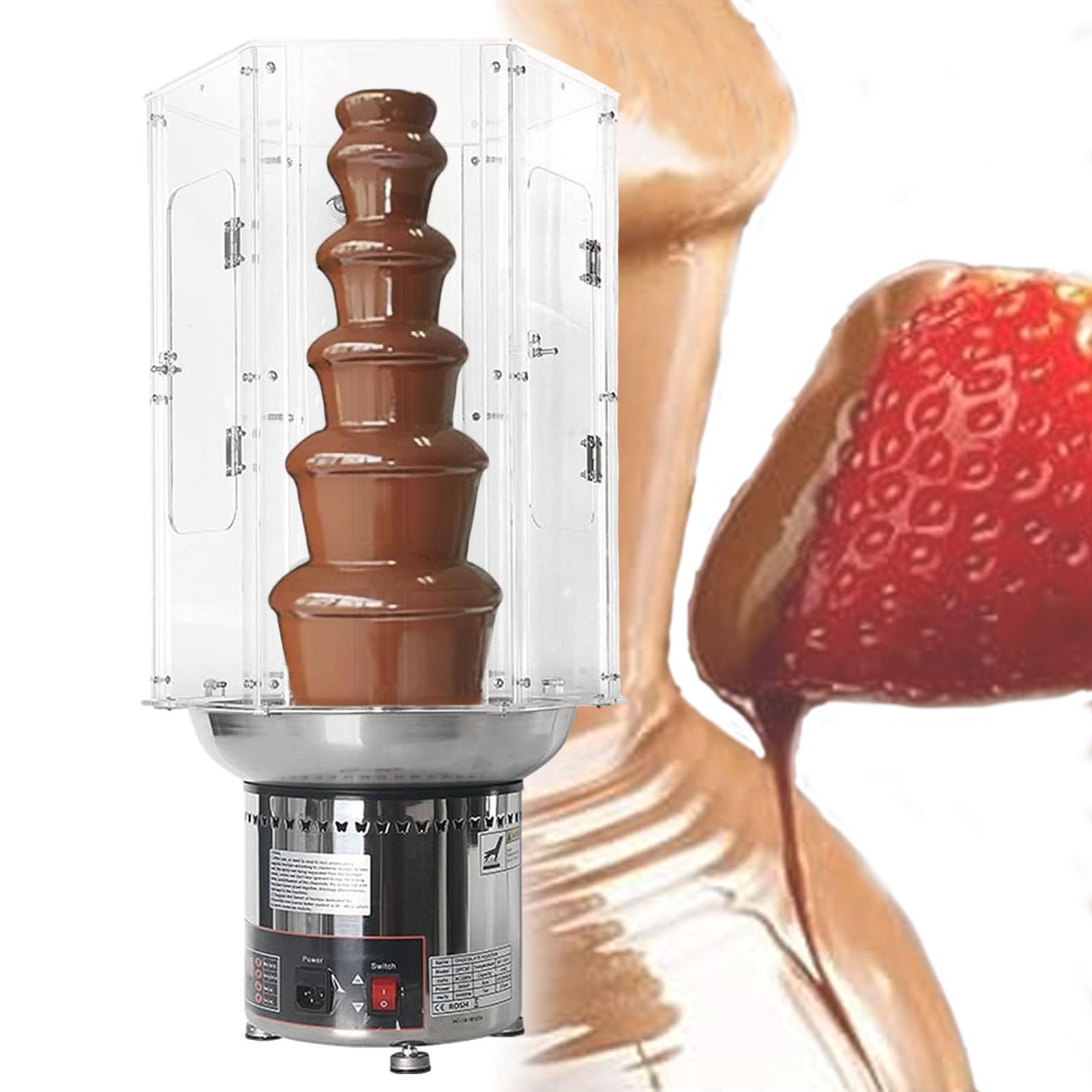 ASerZenith Chocolate Fondue Fountain Machine Cover, Dipping Melting Waterfall Chocolate Fountain Cover,For Parties, Cafeterias,6Tiers