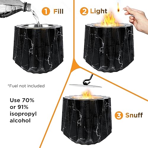 Miniatura 2 de Cuenco de hormigón para fogata  Mini hoguera para interiores y exteriores  Chimenea de mesa para encimera de interior, hoguera con alcohol para