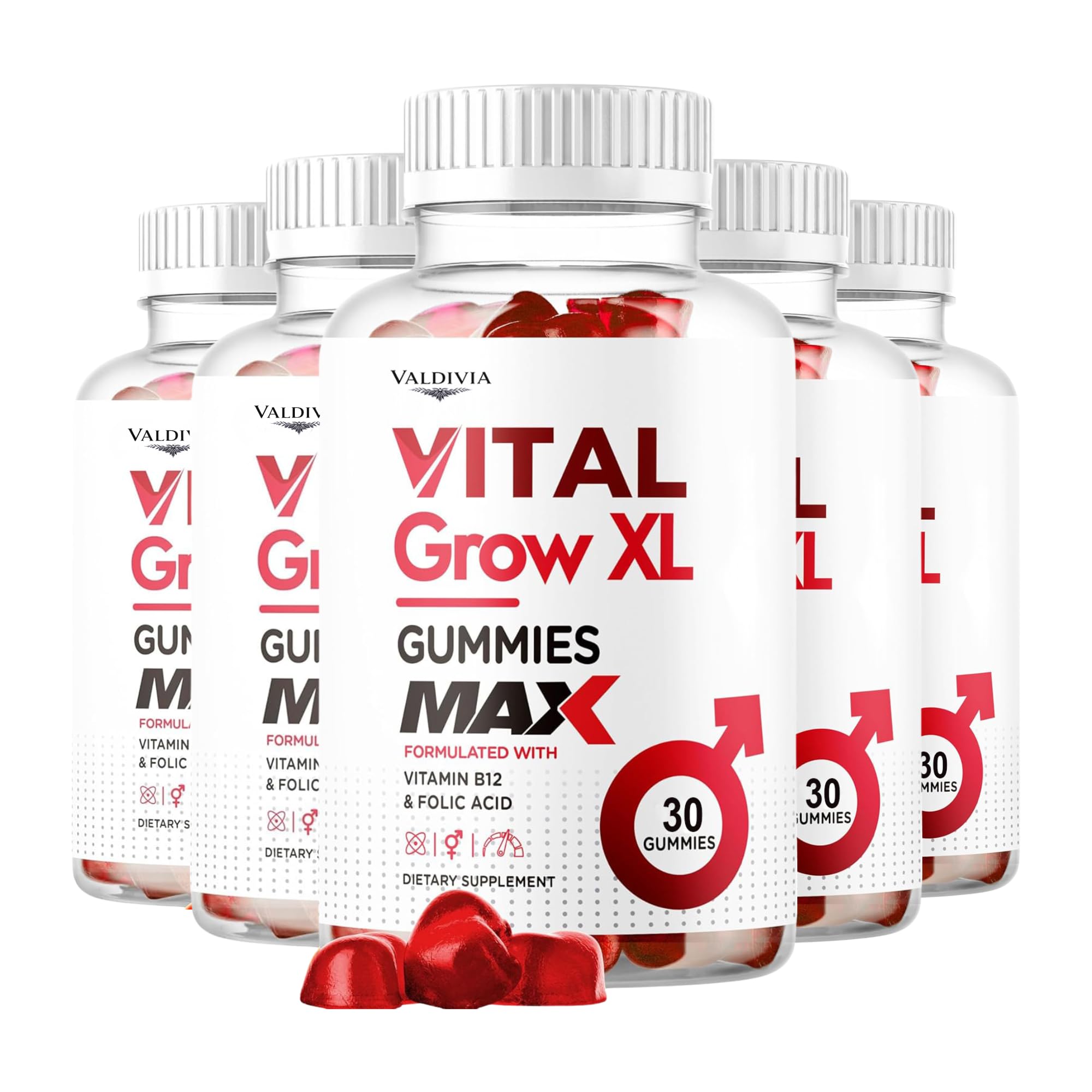 (5 Pack) Vital Grow XL Male Gummies - Men's Performance Gummies Vital GrowXL Blend, Vital Growth Gummy Advanced Formula, 150 Gummies for 5 Months