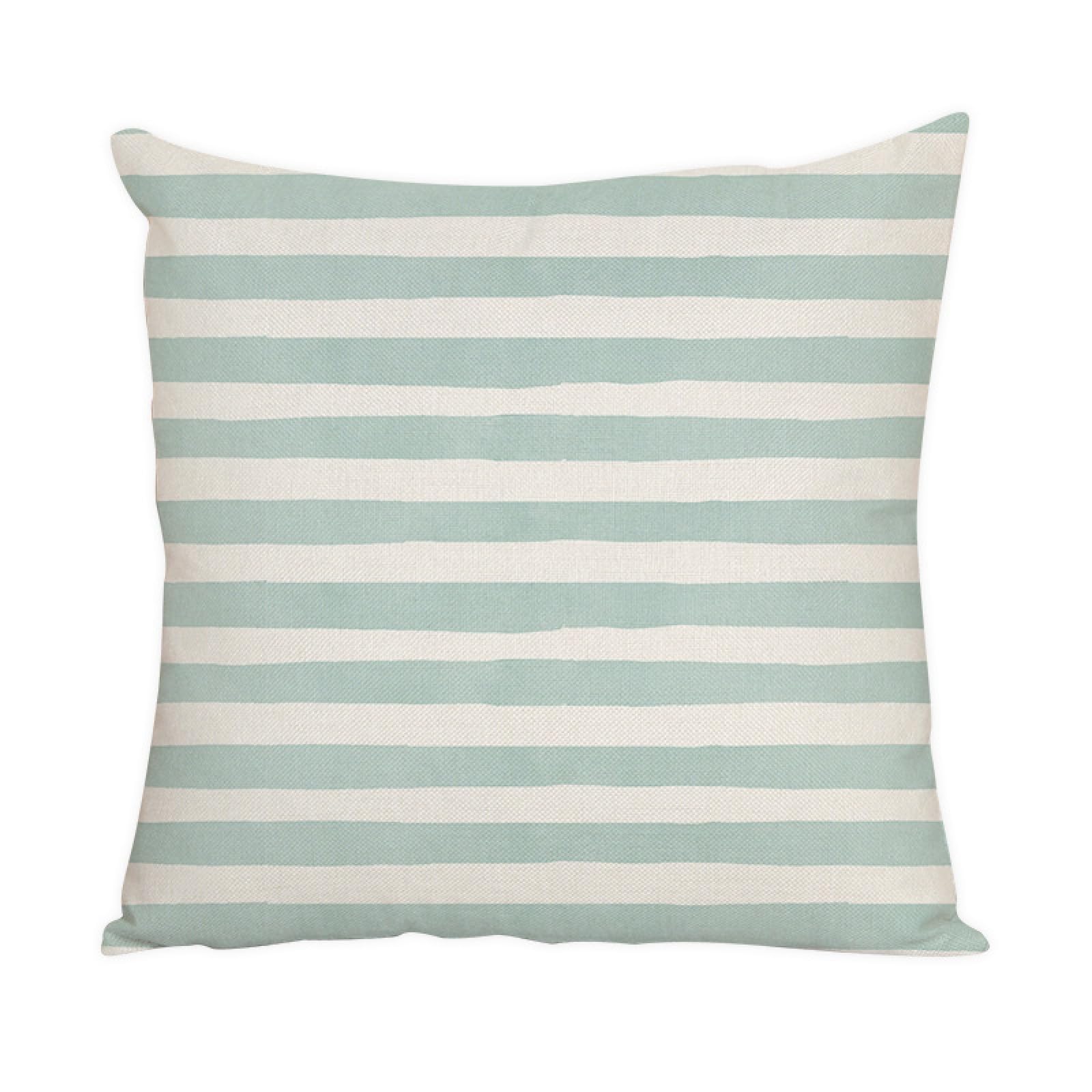 Cushion Covers Mint Green Stripe Pillow Cases Cotton and Linen pillowcase with Invisible Zipper Pillow Case for Livingroom Sofa Bedroom Pillow Cover Soft Cushion Cover 80x80cm/1 Pieces