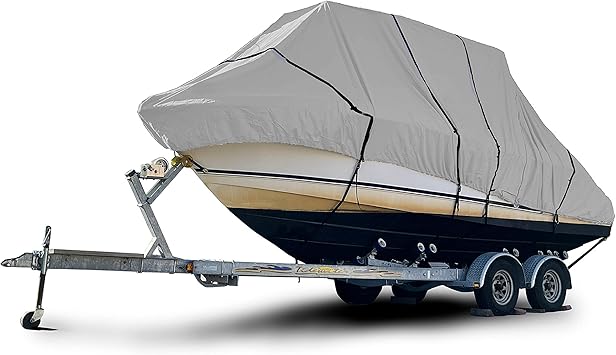 Eliteshield Heavy Duty T Top Hard Top Boat Cover, Marine Grade Solution-Dyed Polyester, UV Treated, Water Resistant, Fade Resistant, Tear Resistant Gray Color 26 ft - 27 ft Long, 108" Wide