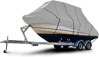 Eliteshield Heavy Duty T Top Hard Top Boat Cover, Marine Grade Solution-Dyed Polyester, UV Treated, Water Resistant, Fade Resistant, Tear Resistant Gray Color 32 ft - 34 ft Long, 120" Wide