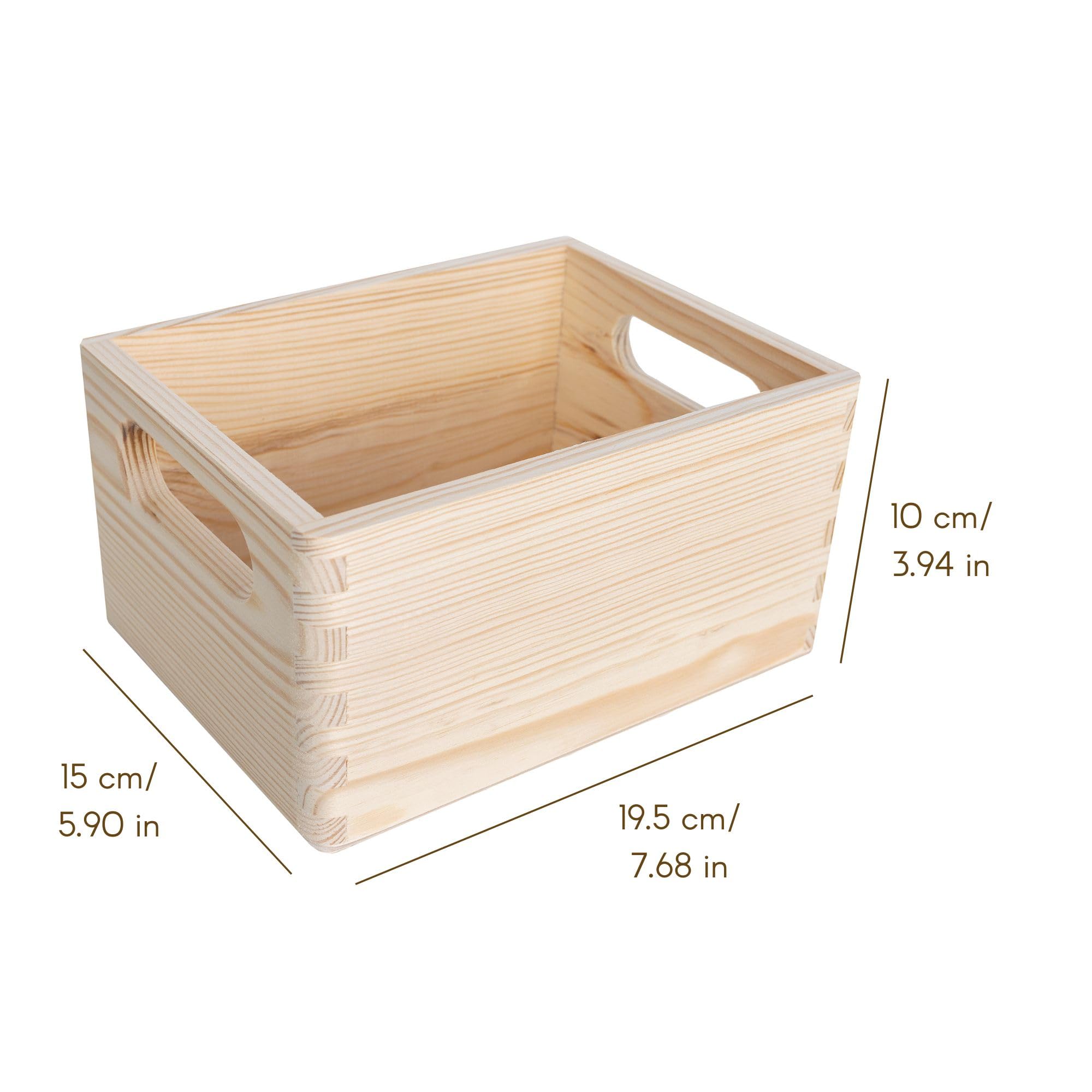 Creative Deco Large Wooden Crate with Handles, Beige, 19.5 x 15 x 10 cm - Image 3