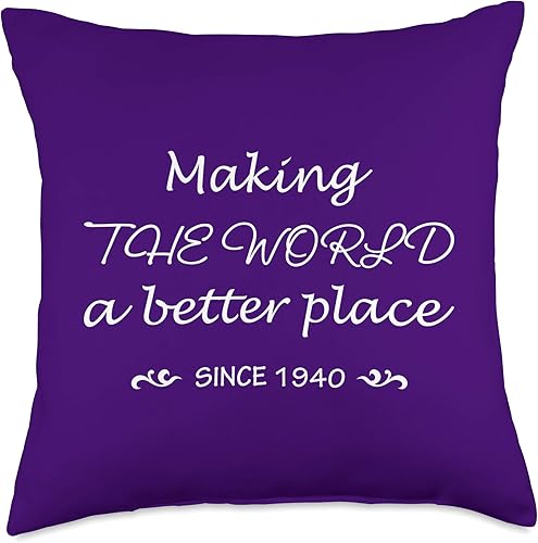 Cojín para 80 años de edad, regalo de 80 años, diseño vintage nacido en 1940, 18 x 18, multicolor