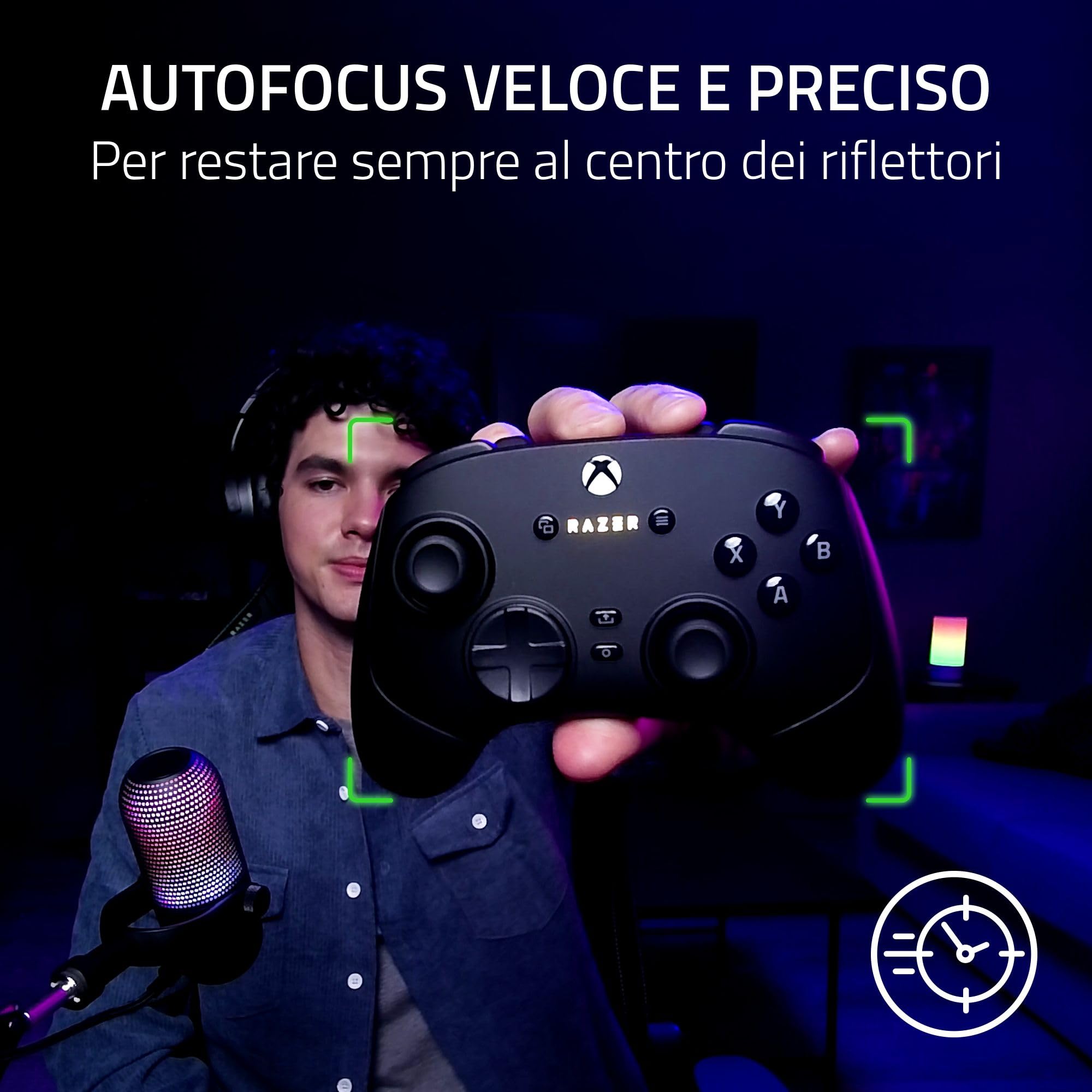 Razer Kiyo V2 X - Webcam Full HD 1080p 60 FPS per Creatori - Autofocus Veloce - Obiettivo Grandangolare - Microfono Integrato - Compatibile con Open Broadcaster Software e Xsplit | Bianco