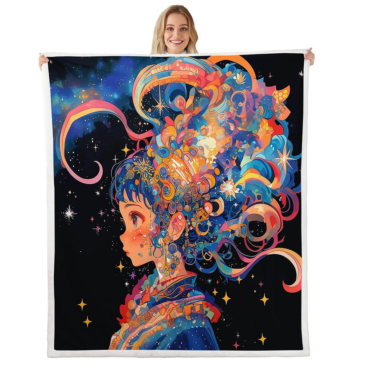 Loussiesd Drama Fleece Throw Blanket for Kids Boys Girls Traditional Chinese Opera Plush Blanket 40x50Inch Cartoon Grils Print Sherpa Blanket Decor Galaxy Fuzzy Blanket Kawaii — image 1