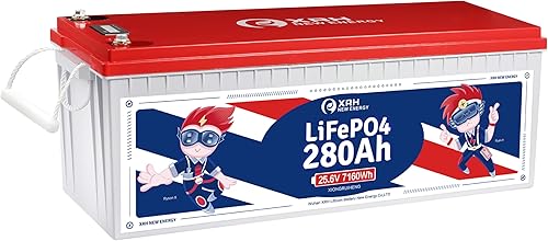 Miniatura 2 de XRH - Batería de litio LiFePO4 de 24 V y 280 Ah, BMS de 200 A incorporada, 10 años de vida útil, batería de ciclo profundo de más de 4000, perfecta