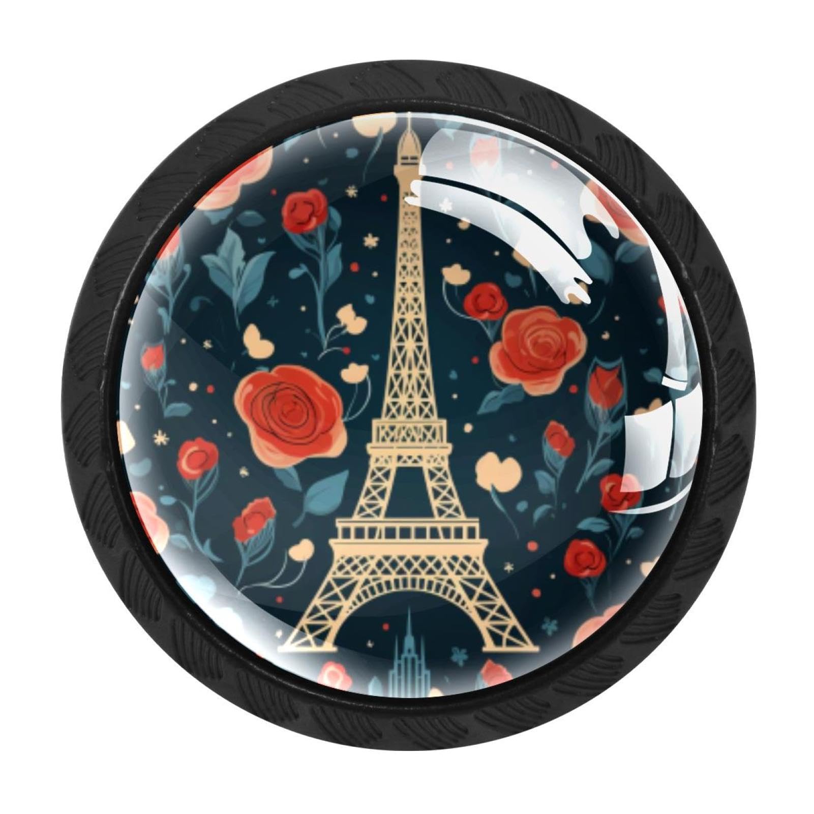 Chenzzzz Multicolored 14 Eiffel Tower Valentine's Day Drawer Knobs Pull Handle Crystal Glass Circle Shape Cabinet Drawer Pulls Cupboard Knobs With Screws For Kitchen Cupboard Dresser Wardrobe Etc