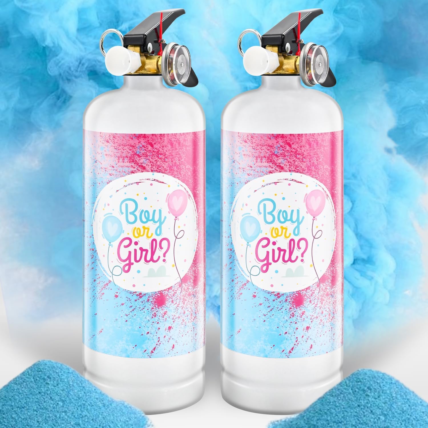 Gender Reveal Fire Extinguisher 2 Pack Giant Boy or Girl Gender Reveal Extinguisher Blue Pink Powder Smoke for Sex Reveal Fire Extinguishers Gender Reveal Ideas Baby Reveal Decorations (2 Pack Blue)