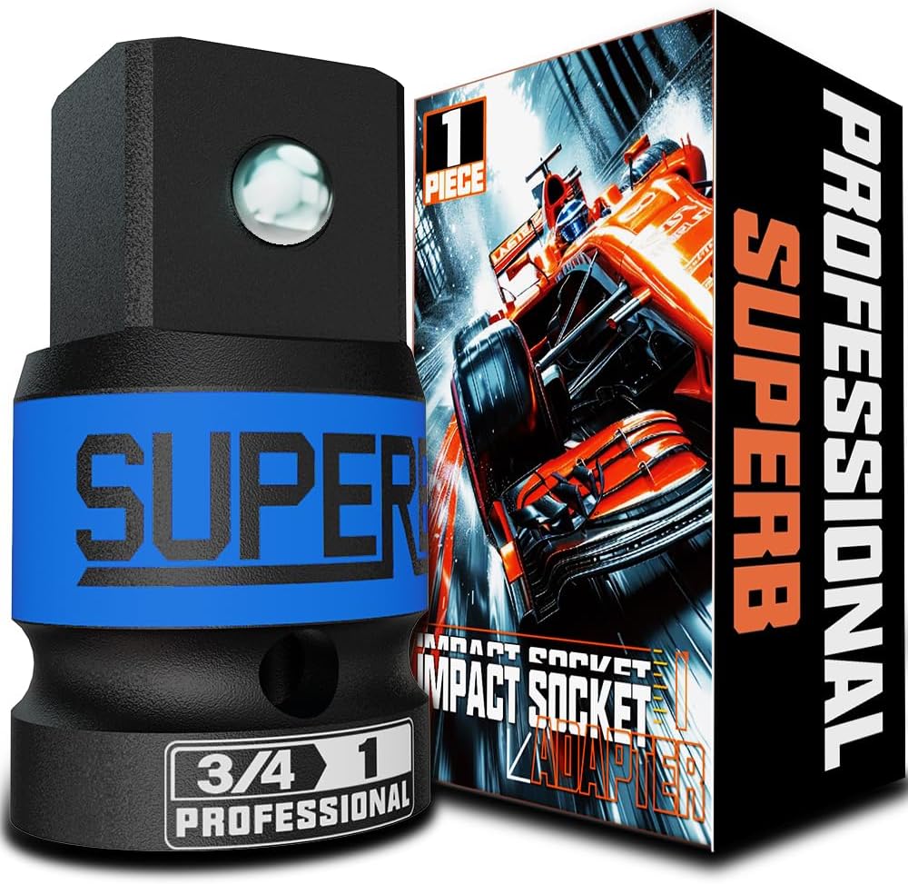 3/4" to 1" Impact Socket Adapter, Socket Converter and Reducer, Impact Driver and Wrench Conversion Kit, Automotive Maintenance and Construction Engineering