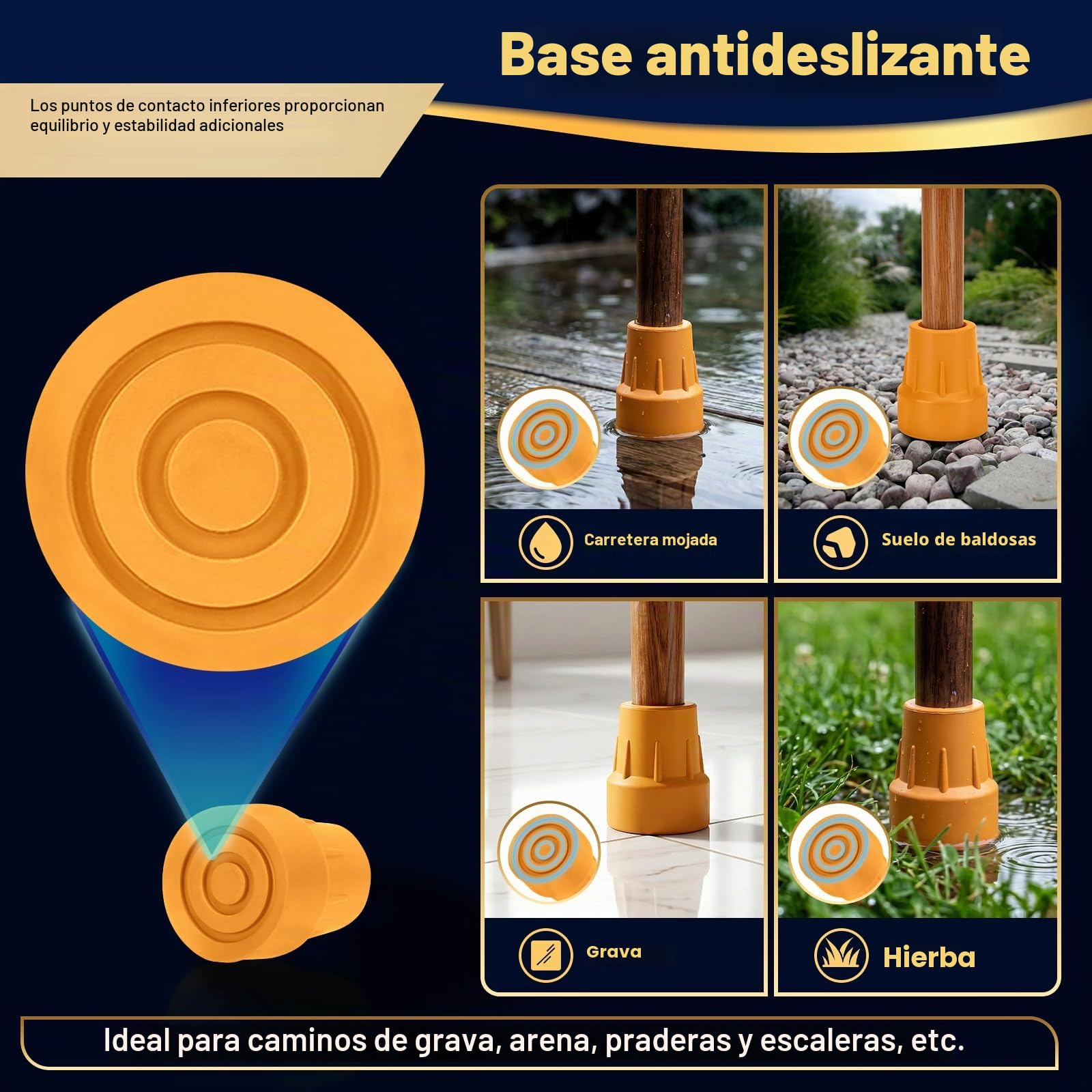 supregear 6pz Puntas de Goma 25 mm para Muletas, Bastones, Andadores, Sillas de Ducha y Bancos, Universales Antideslizantes, Amarillo