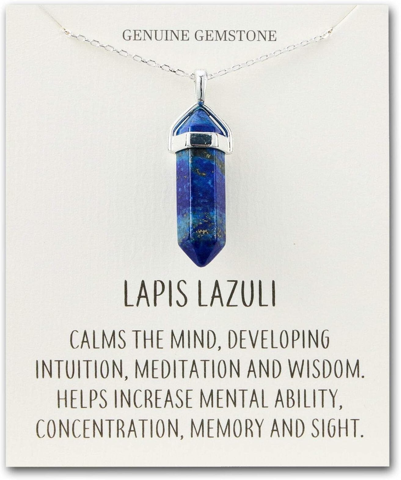 Lapis Gemstone Necklace with Quote Card