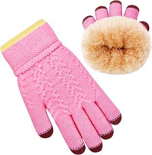 Children's Winter Gloves, Warm Winter Gloves with Fleece Full Finger Knitted Gloves…