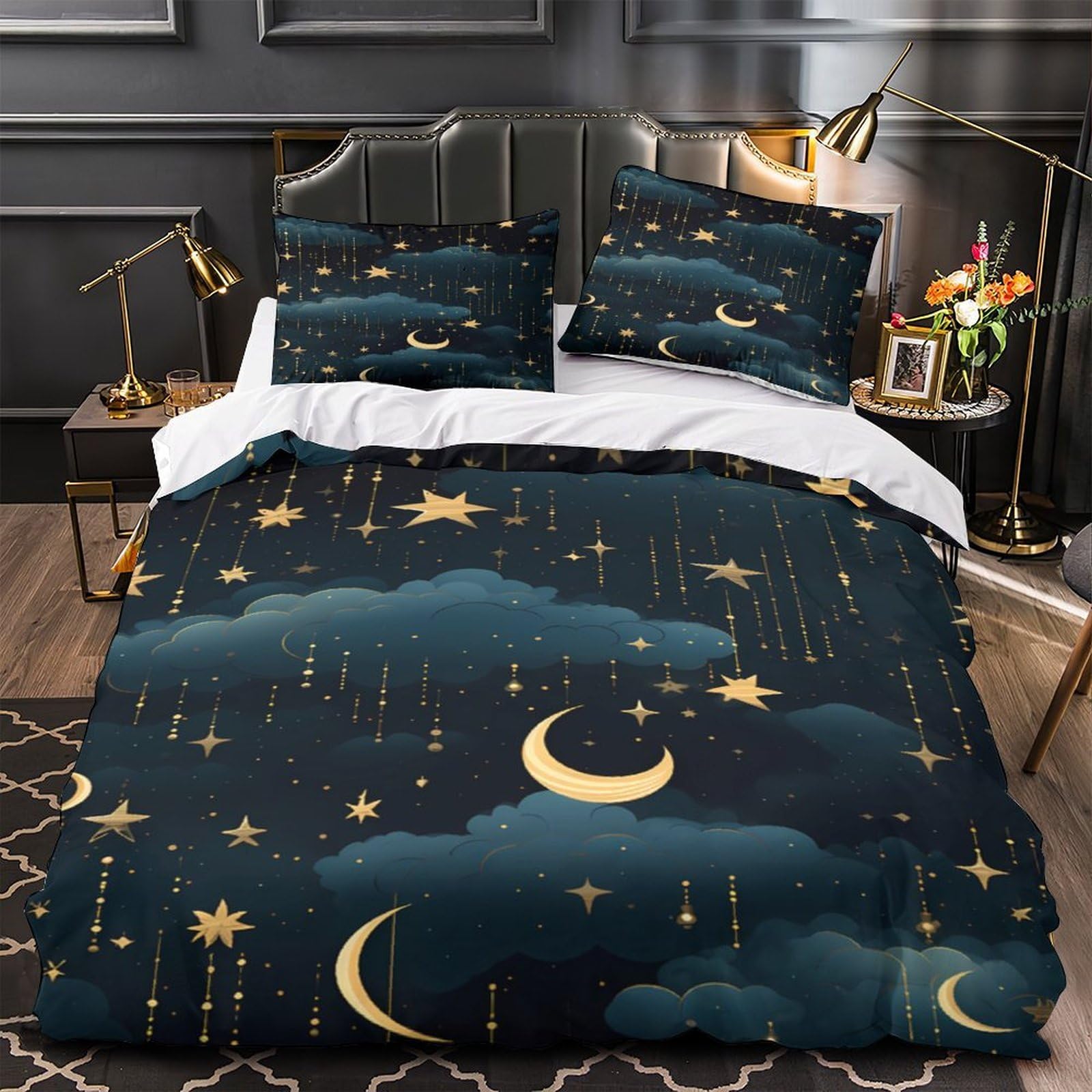 Housse de couette 3D ciel nocturne 200x200 parure lit microfibre
