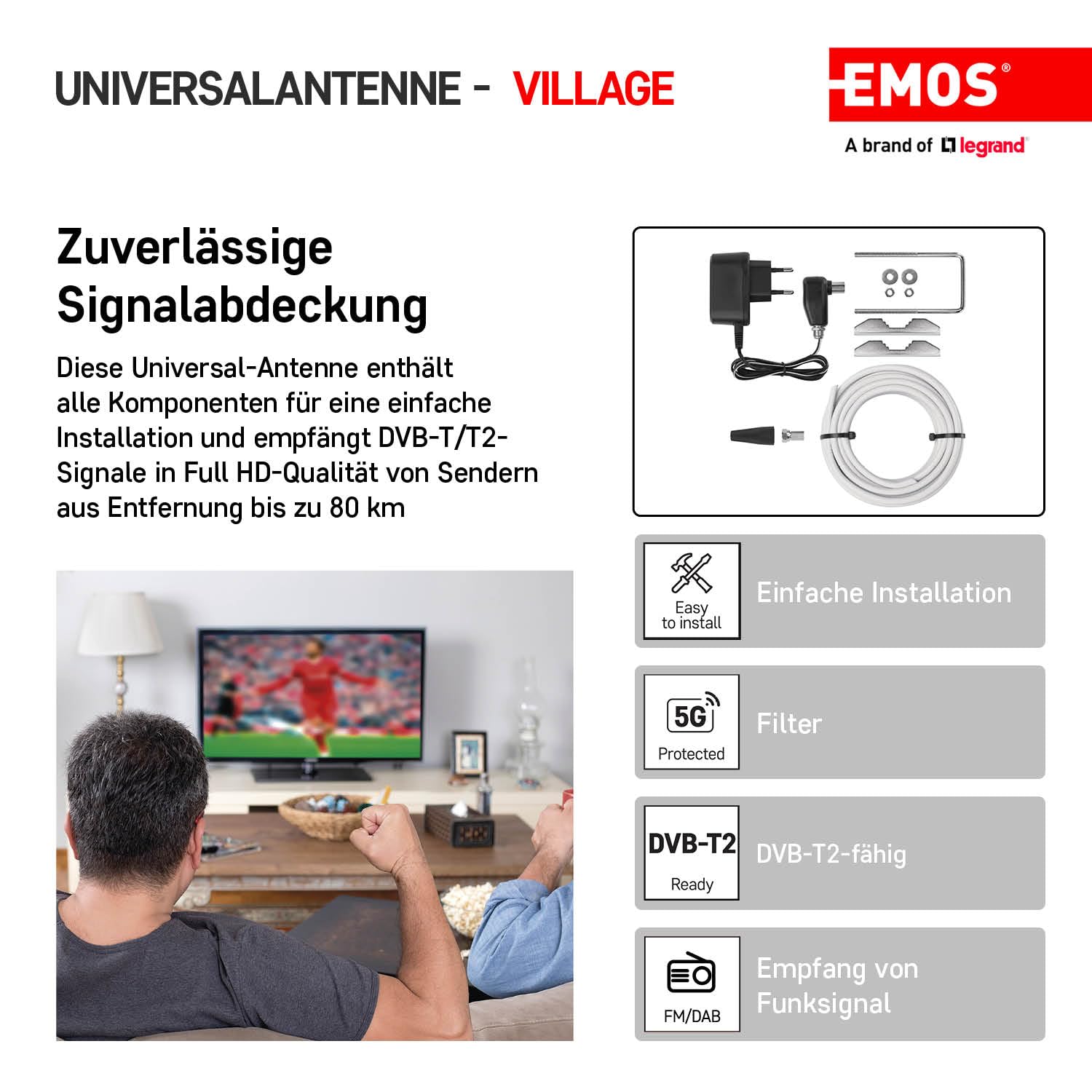 Emos anténa venkovní EM-29U5G, PROFI, 0-200 km, DVB-T2, filtr LTE/4G/5G