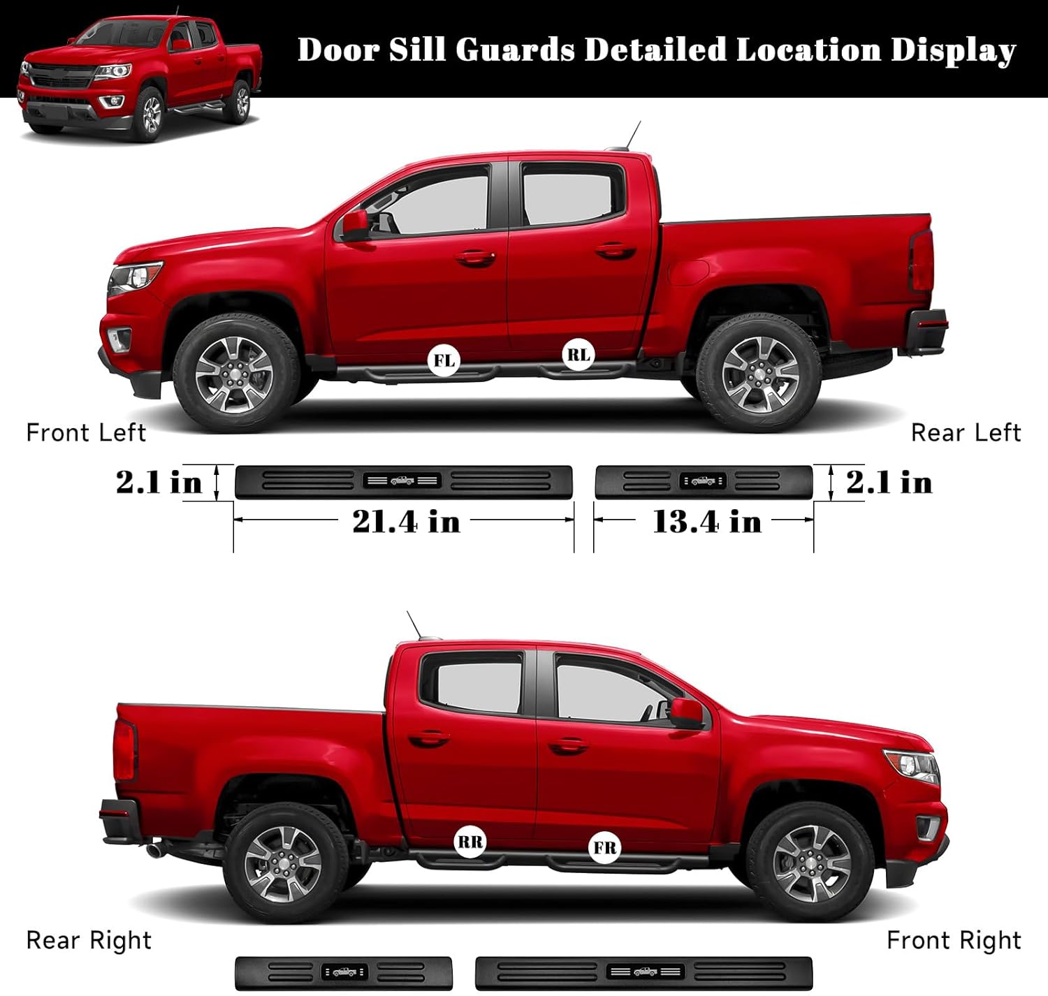 4PCS Car Door Edge Guards Door Sill Protector for Chevy Colorado & GMC Canyon 2015-2022 Accessories ABS Plastic Material Matte Black Car Door Threshold Protection