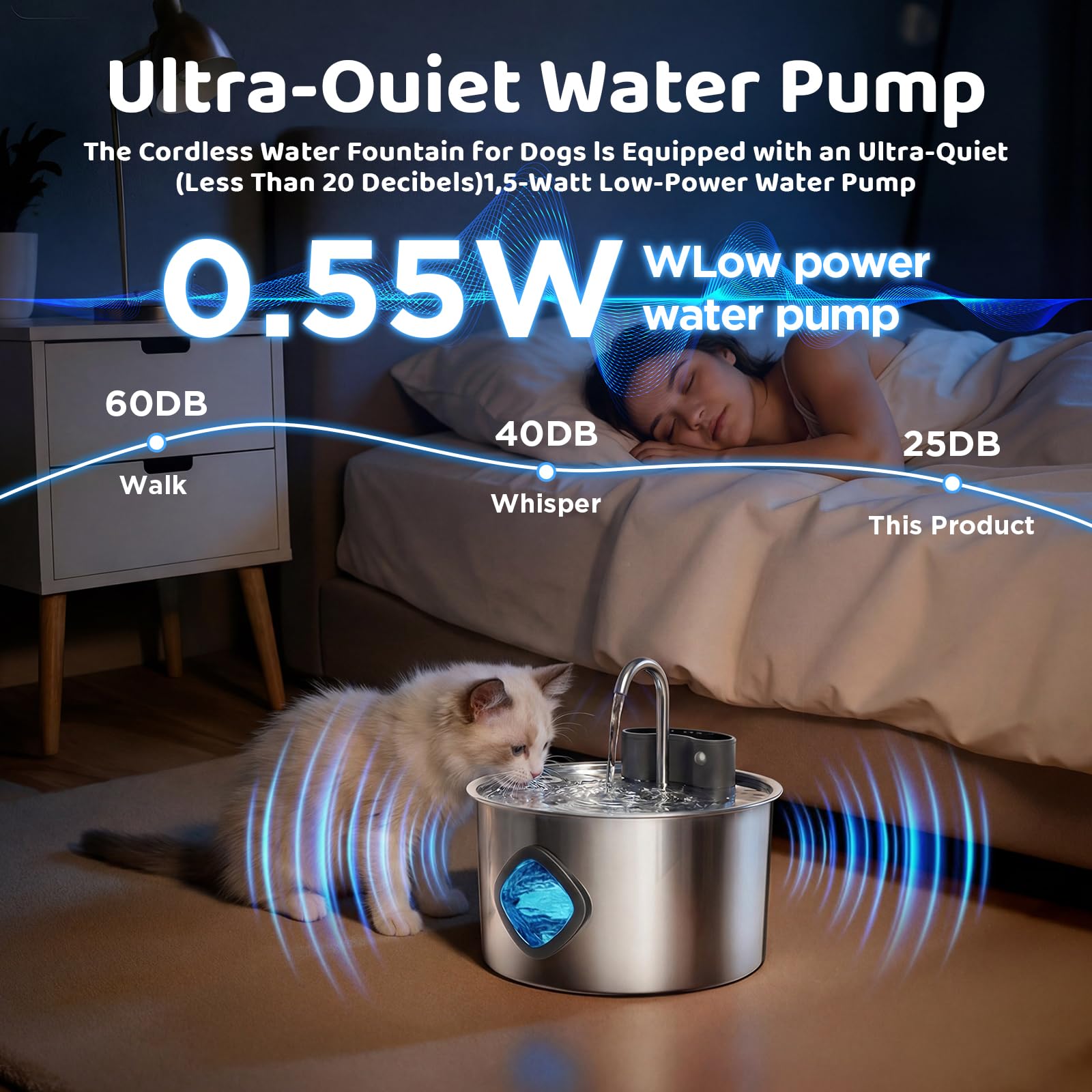 Pet Water Fountain Pump Replacement - Quiet Operation, High Efficiency - Compatible with 2.2L/3L/3.2L/3.5L Stainless Steel Cat & Dog Water Fountains - image 6