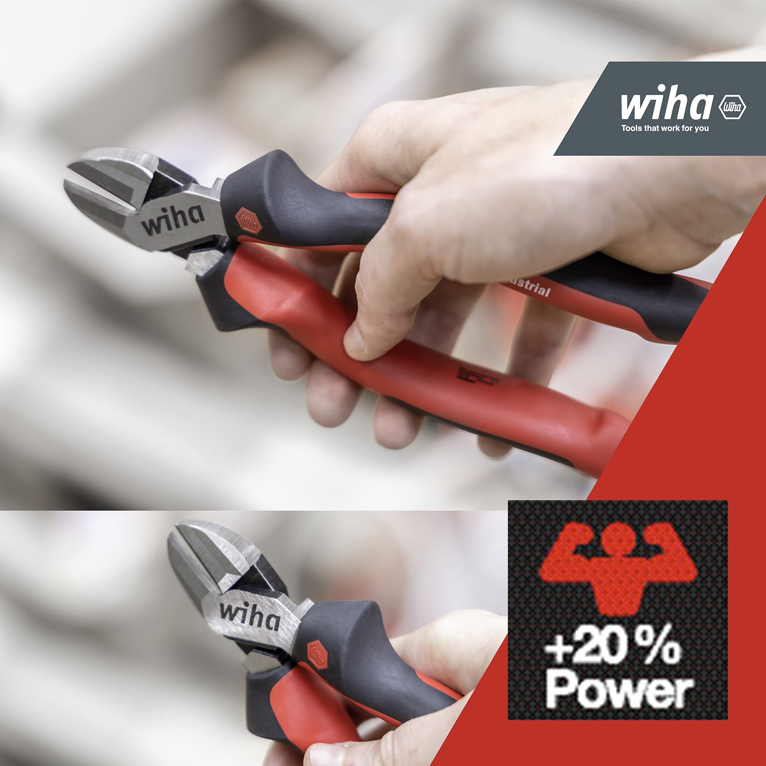 Wiha 43338 seria Z12102 przemysłowe szczypce ukośne z dynamicznym przegubem, długość 180 mm