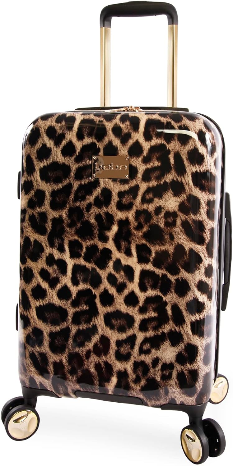 Bebe Women's Adriana Spinner Luggage, Leopard, 3pc Set (21" 25" 29")