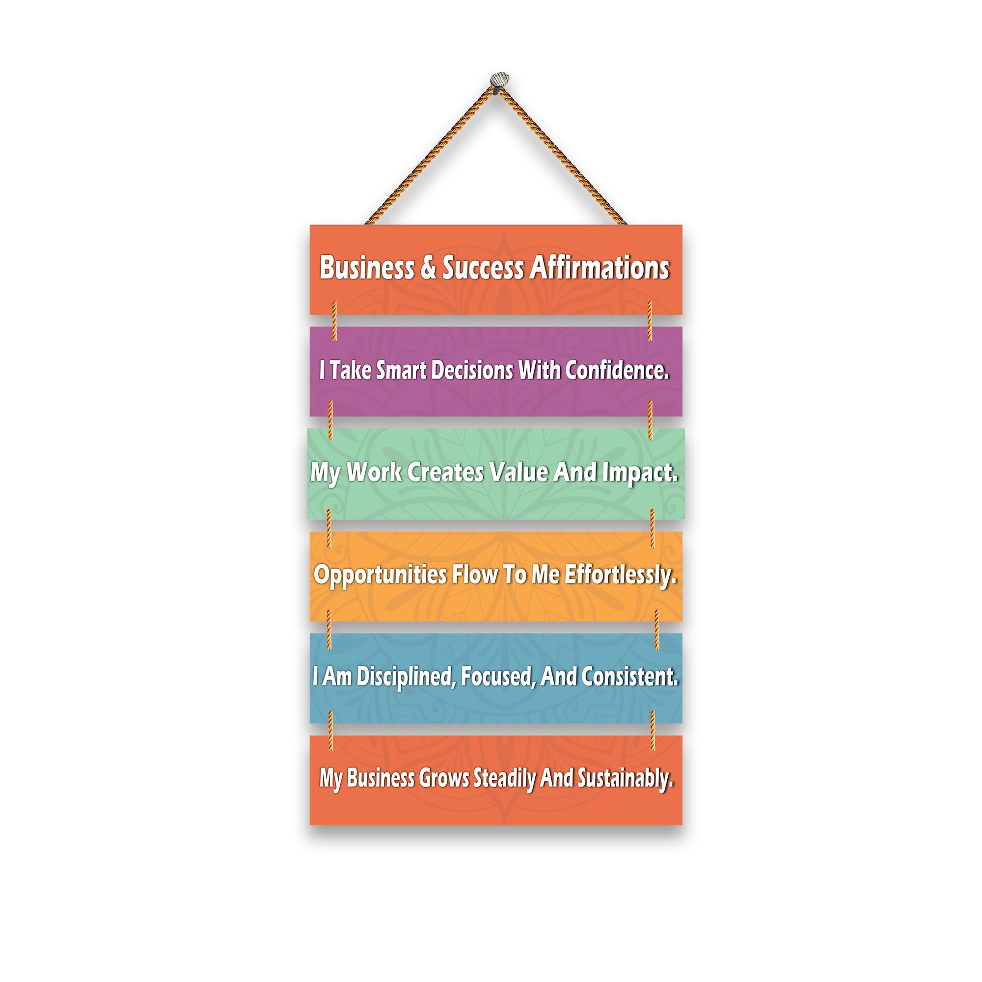 The Piku Cart Manifestation Wall Hanging – Daily Affirmations for Focus Discipline & Positive Mindset | Motivational Wooden Wall Decor for Home Study & Office (Business & Success)