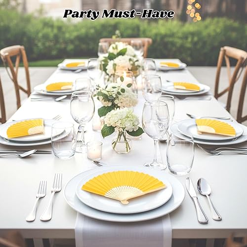 Miniatura 85 de JOHOUSE 12 abanicos de papel blanco de mano – Ventilador de mano plegable de 8.3 pulgadas, ventiladores plegables de mano para mujeres, ventilador