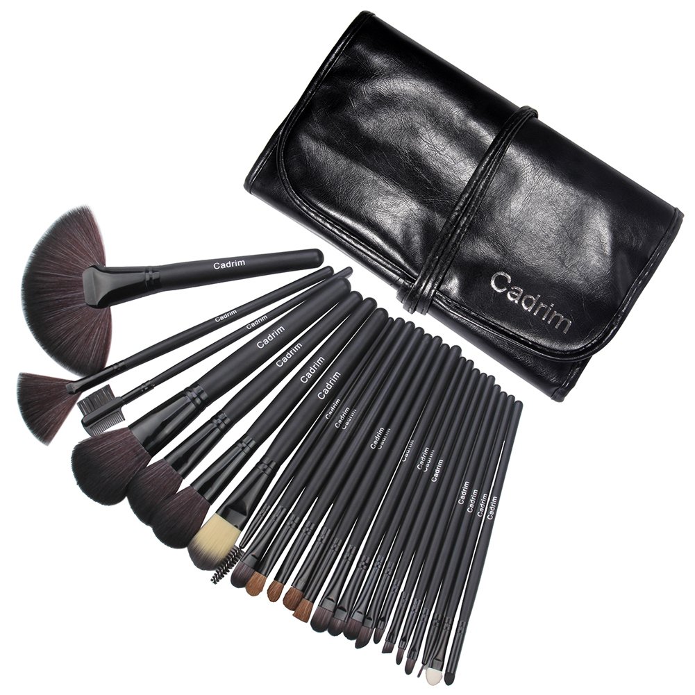Brochas de Maquillaje,Cadrim 24pcs Maquillaje Profesional Pinceles Maquillaje de Ojos Rubor Contorno de los Labios Corrector Brochas Cosméticas + Bolso Negro