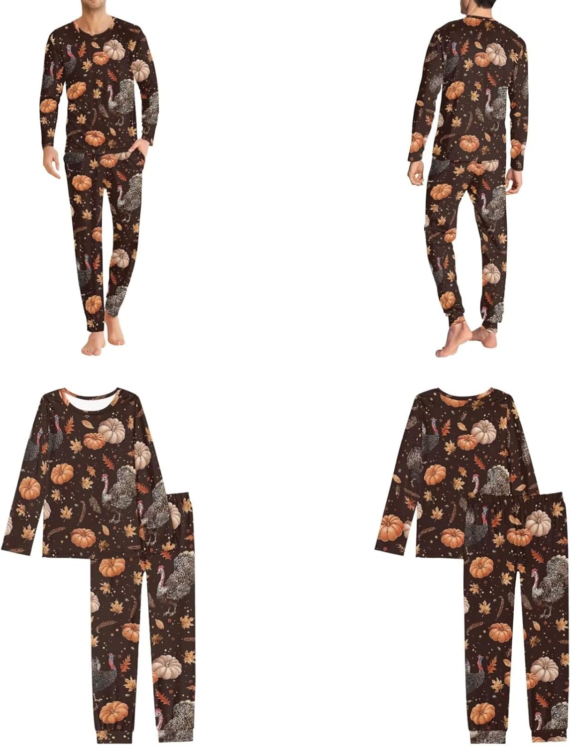 COEQINE Matching Halloween Pajamas For Couples Plus Size Family Sleepwear Long Sleeve Sweatsuits Set 2 Piece Fall Outfit
