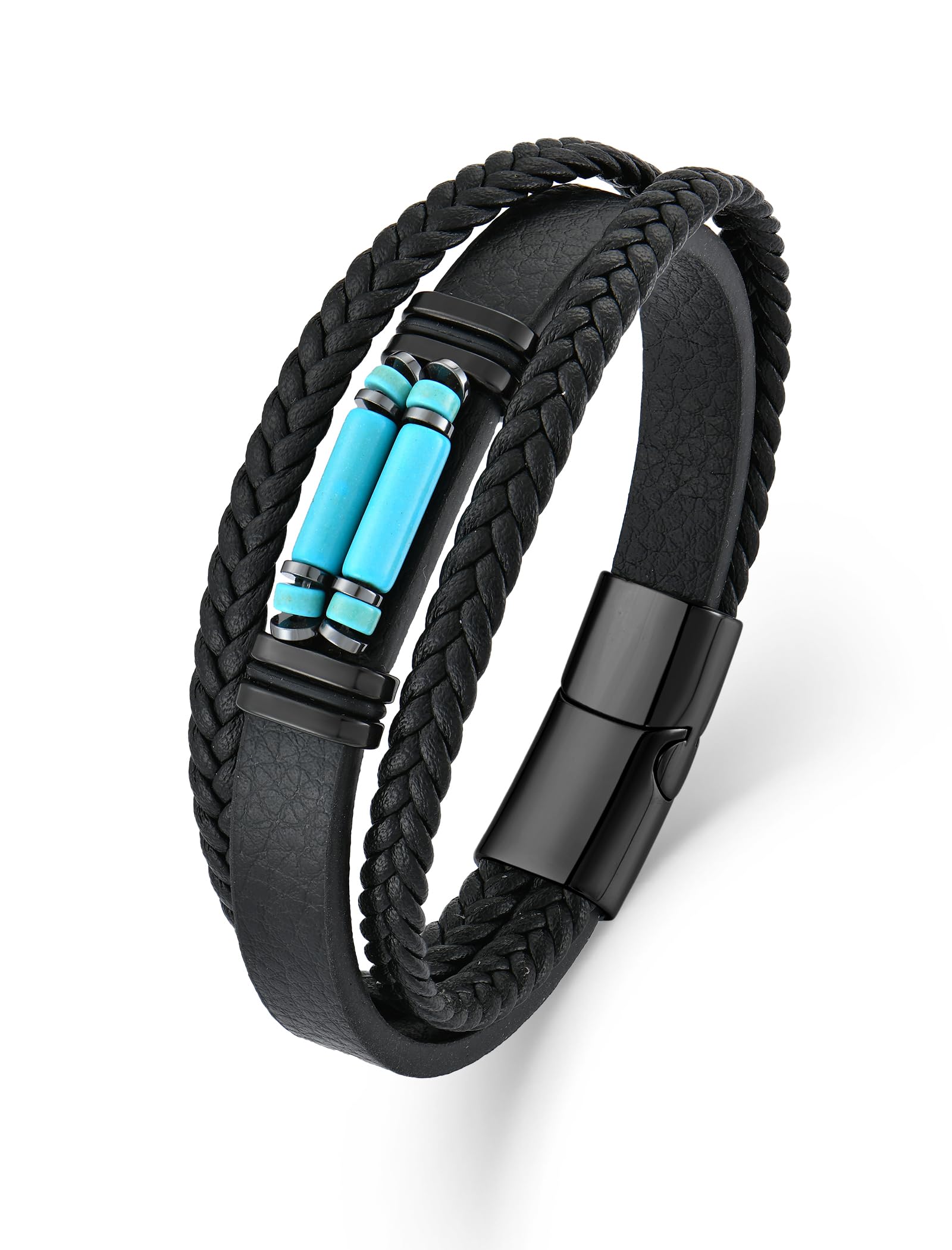 Turquoise Bracelet for Men Leather Men Bracelet