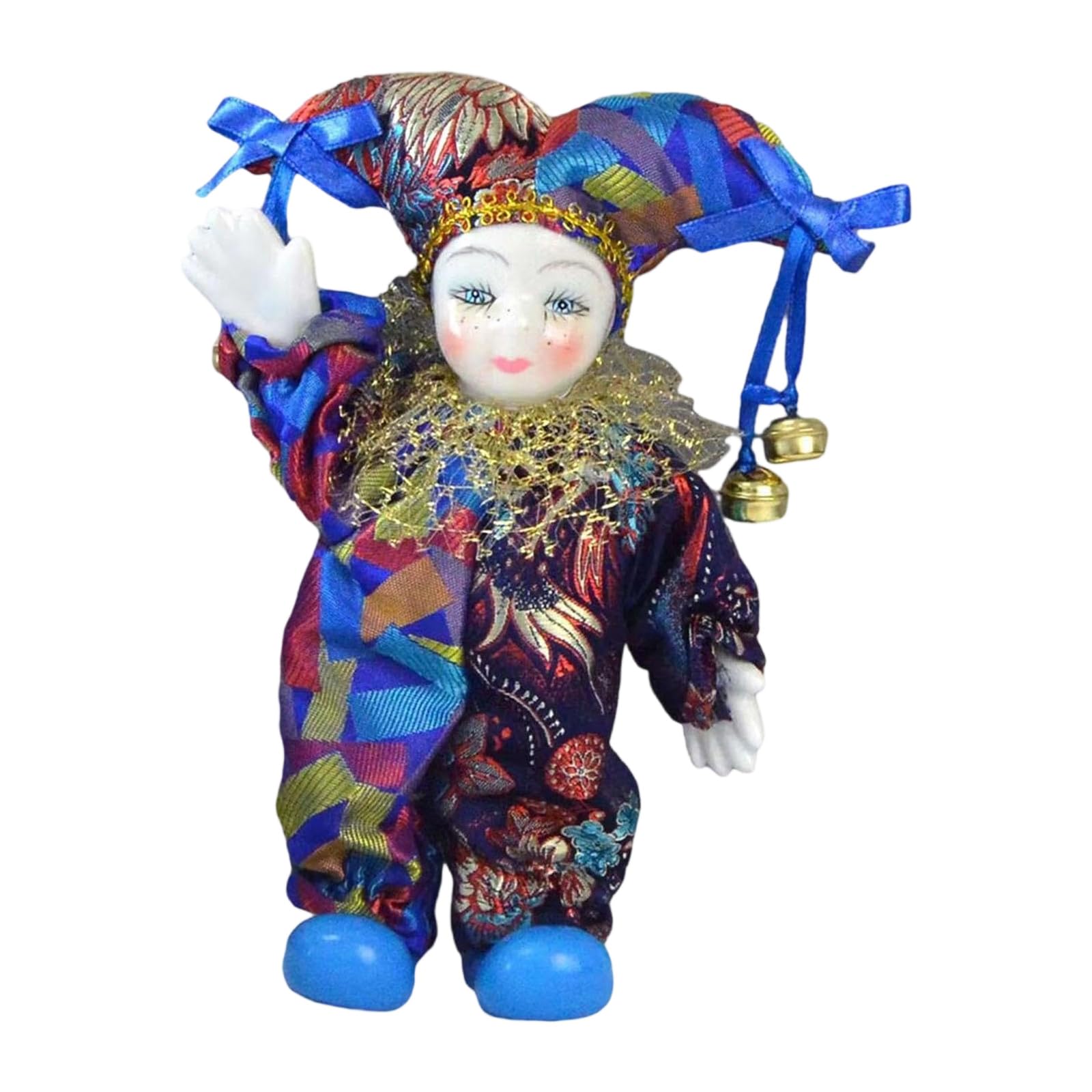 LSTTBO Clown Figurine Doll with Ceramic Body and Iron Base Poseable Limb for Halloween Christmas Party Decoration Collectible Ceramic Ornament