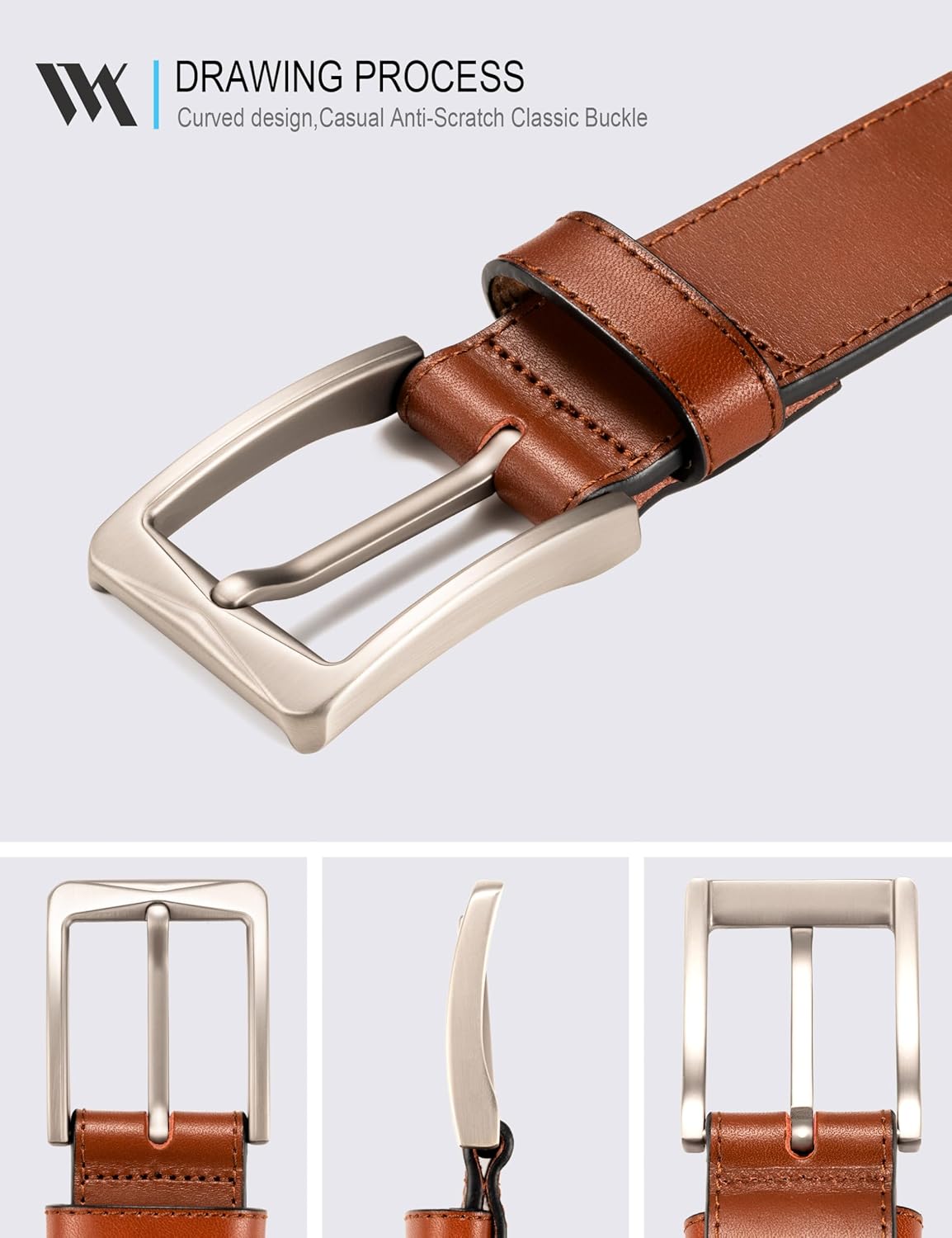 WOLFANT Men's 35mm Dress Casual Belt,100% Italian Full Grain Real Solid Leather - Image 2