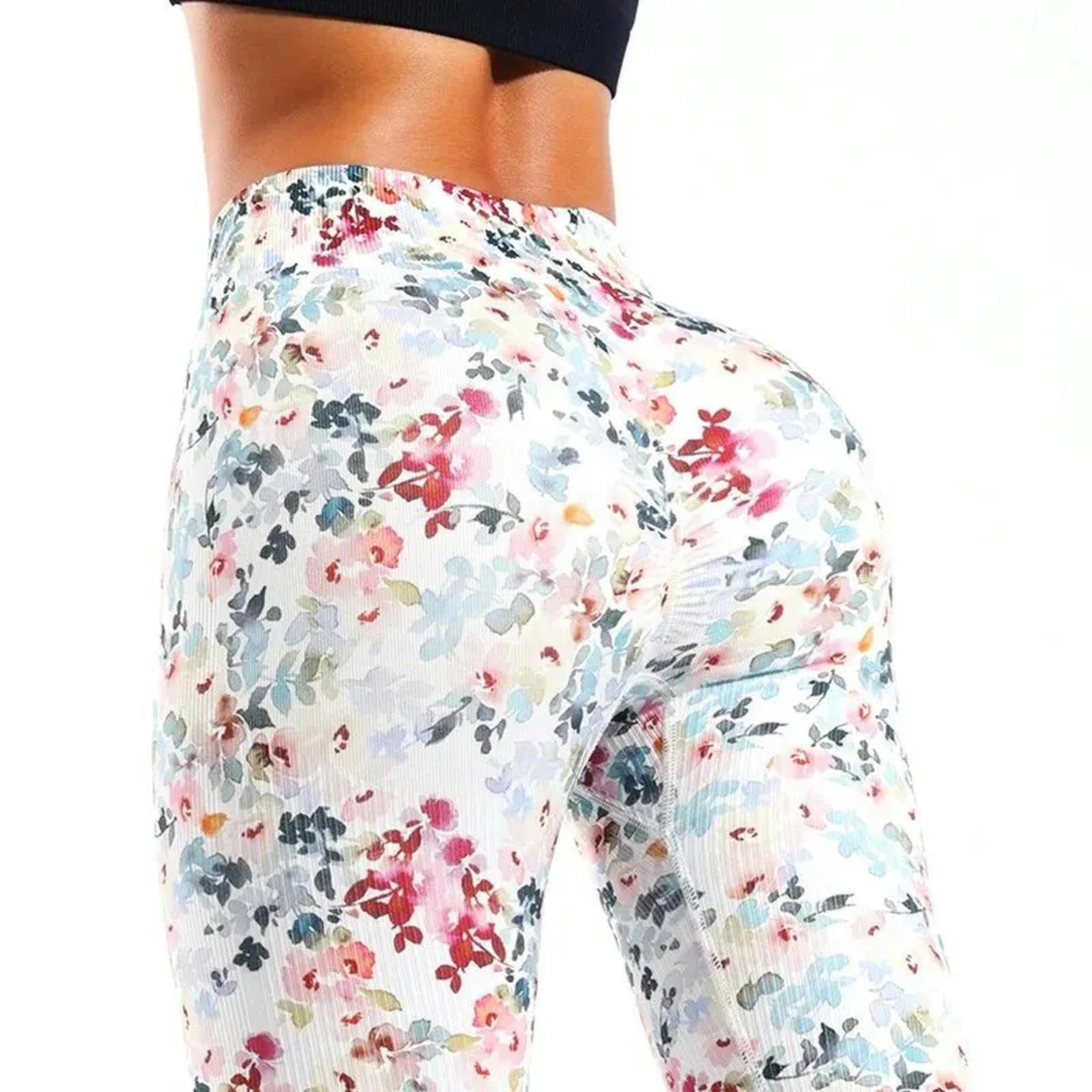 Legginsy dla kobiet UK damskie legginsy z nadrukiem sport siłownia joga capri trening wysoka talia spodnie do biegania na co dzień rajstopy fitness -wielokolorowe-L