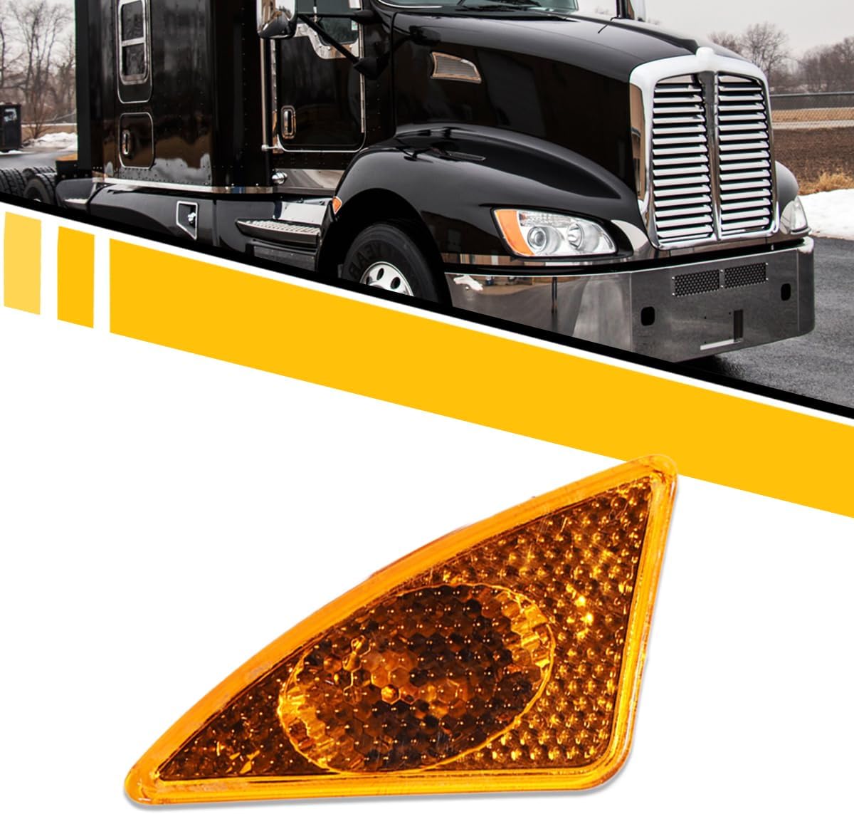 Front Side Marker Light for Kenworth T660 T600 T370 T270 T170 2008-2017 [LED Bulbs] Amber Turn Signal Lights Corner Lights Lamps OE Replaces Left and Right Side