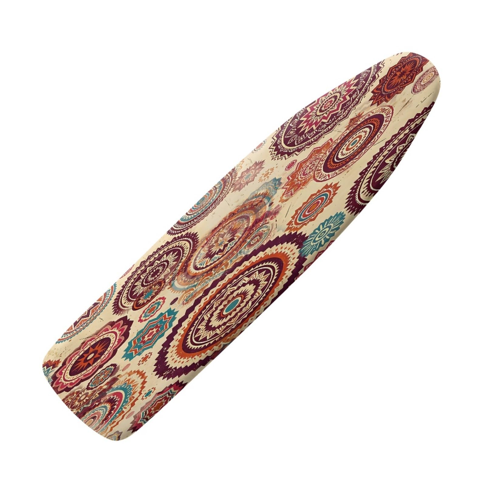 Ironing Board Covers 135 x 45 Bohemian Orange Red Bungee Elasticated with Padding, Resists Scorching and Easy Fit Mini & Portable Ironing Boards Cover