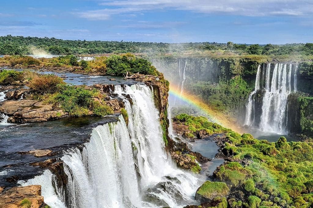Iguazu Falls Rainbow Cataratas do Iguacu Waterfall Natural Wonder Nature Photograph Argentina Brazil Tropical Nature Decor Landscape Beautiful Cool Wall Art Print Poster 36x24