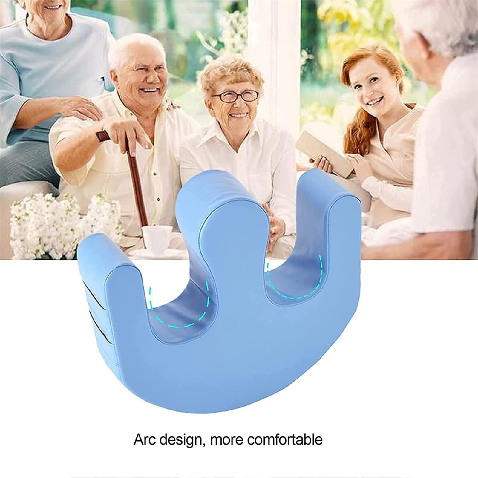 Coussin De Retournement Pour Patients Alités - Housse Cuir PU Imperméable, Taille 45x40 Cm, Bleu