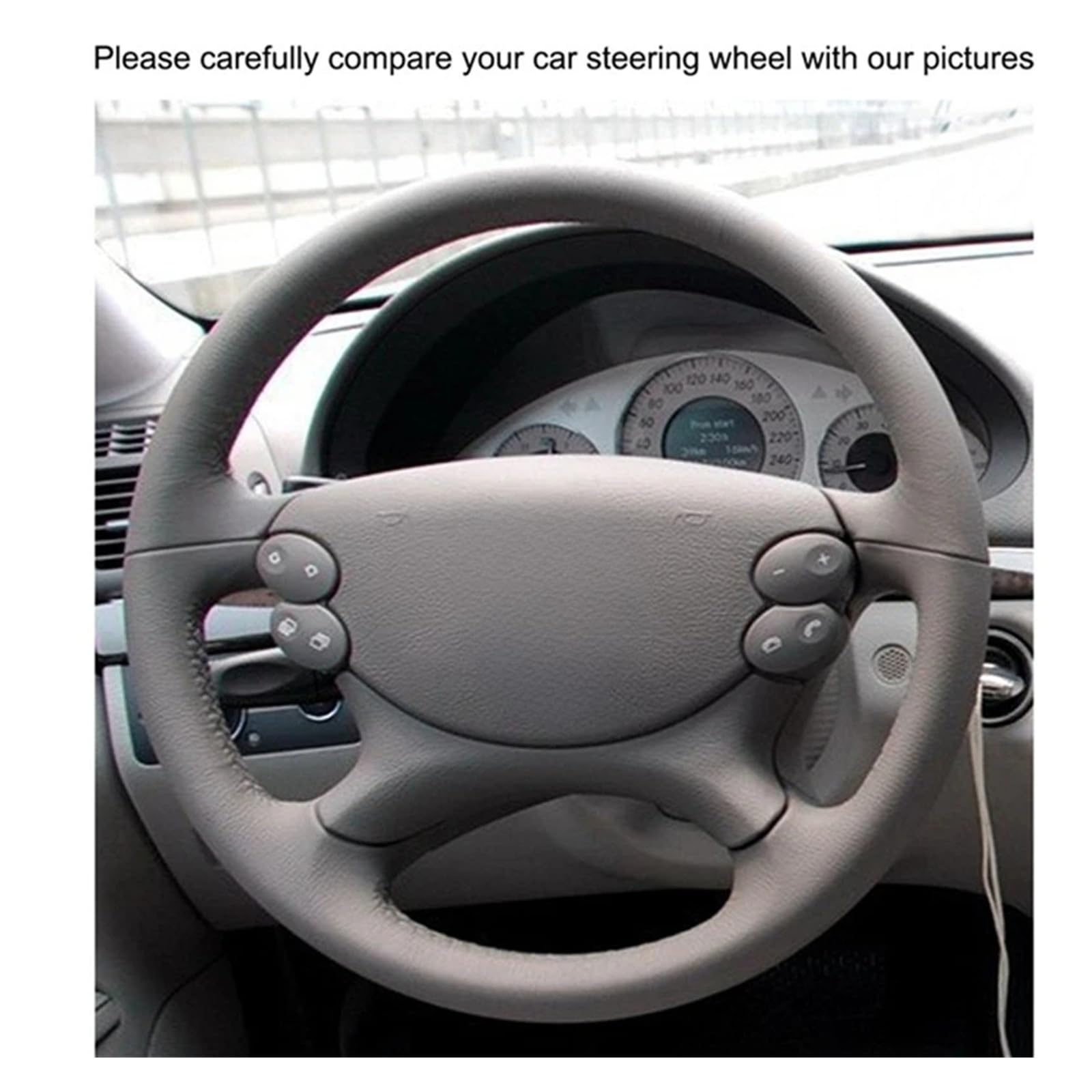para Benz para Clase E W211 E230 E350 E280 para CLS 350 500 G para AMG SL para CLK Funda Volante Coche Negra Fundas para Volante(Gray Thread para Benz para Clase E W211 E230 E350 E280 para CLS 350 500 G para AMG SL para CLK Funda Volante Coche Negra Fundas para Volante(Gray Thread
