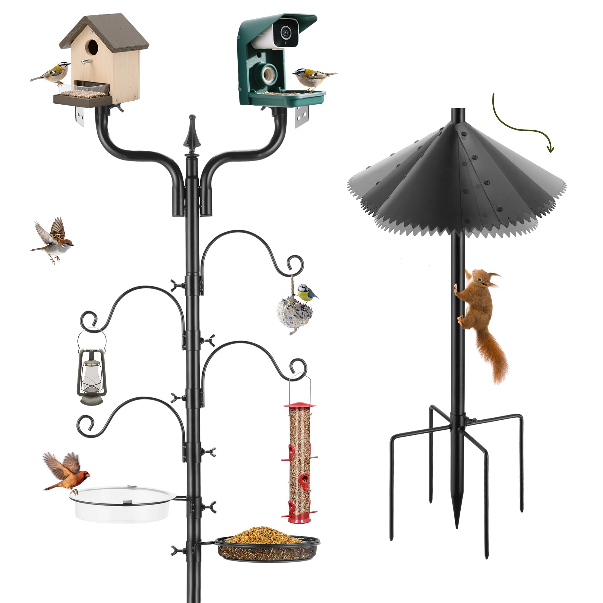 Vogelfutterstation Ständer mit halbrunden Haken - Vogelfutterstation für den Außenbereich