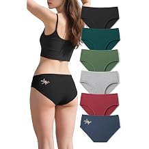 Omichic Womens 6 Pack Underwear Cotton Hipster Panties Low Rise Briefs Soft Strench Breathable Ladies Bikini Underwear