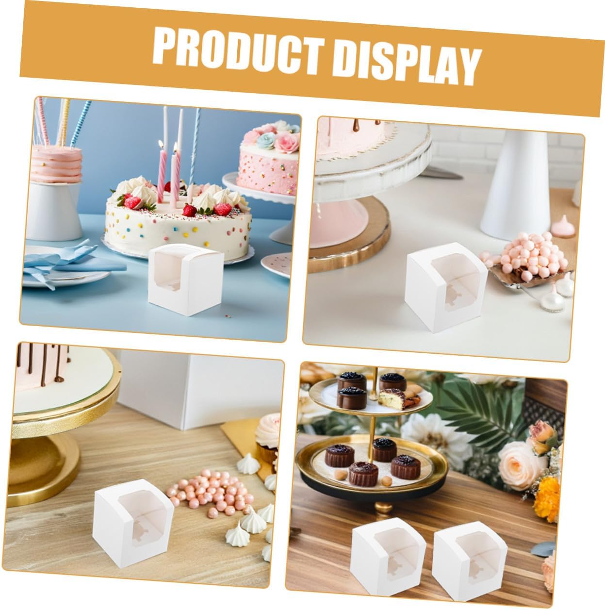 40pcs White Single Cupcake Boxes with Inserts and Window Lids, Individual Cake Containers for Muffins and Pastries, Portable Carrier for Weddings, Birthdays, and Showers