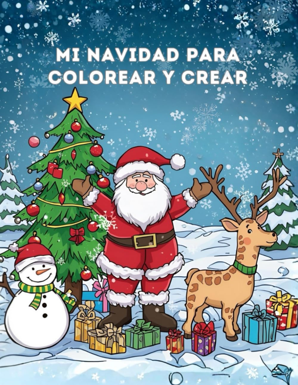 Mi navidad para colorear y crear: Libro infantil con dibujos navideños, actividades y páginas para recortar — 3 a 8 años