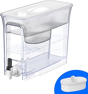 Waterdrop 35-Cup Slim Water Filter Dispenser, Large Capacity, 200-Gallon Long-Life, Faster Filtration, Reduces Chlorine, PFOA/PFOS and More, BPA Free, White (with 1 Filter)