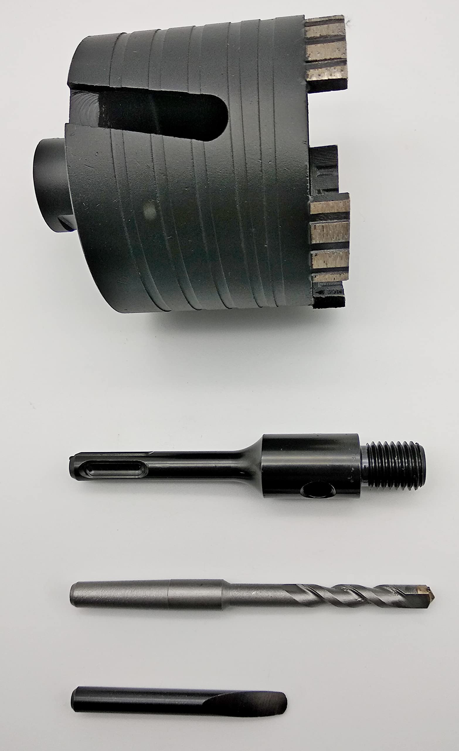 Punta trapano professionale, diametro 82 mm, diametro M16 + SDS Plus, diametro di 65 mm, segmenti turbo diamantati da 10 mm, punta di centraggio e estrattore inclusi