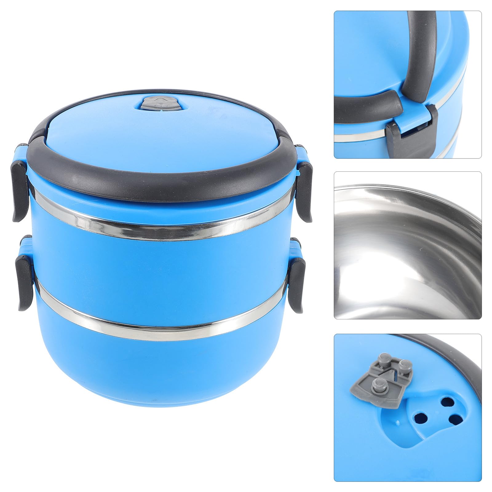 Toyvian Gamelle pour Chien en Acier Inoxydable Double Compartiment Anti-déversement 1400 ML Bleu pour Voyage Camping Plein Air Utilisateurs Animaux de Compagnie